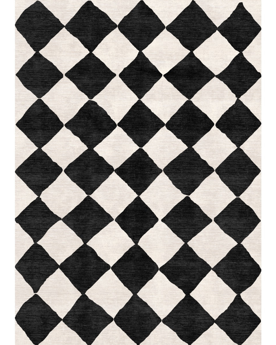 Trestres Checkered Black & Ivory Rug
