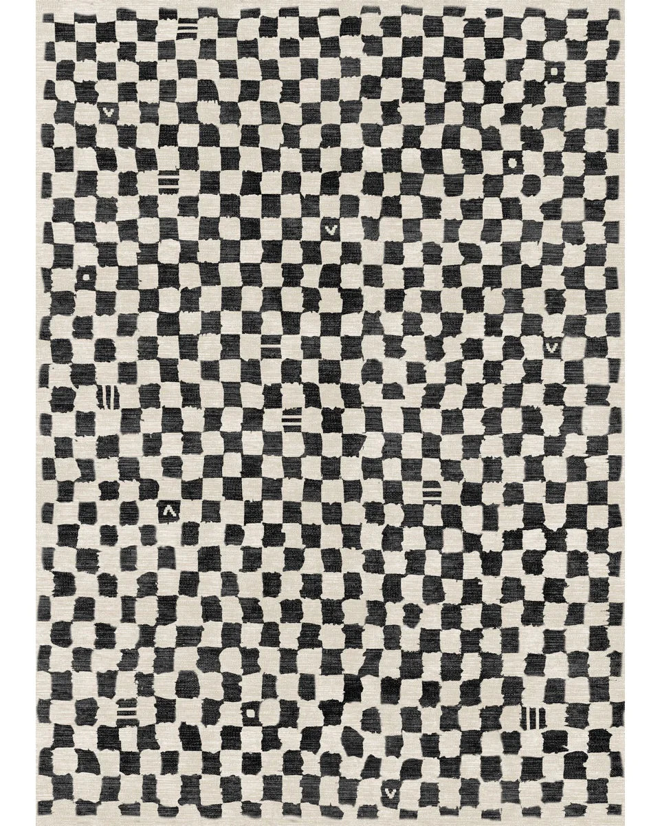 Metro Checkered Black & White Rug