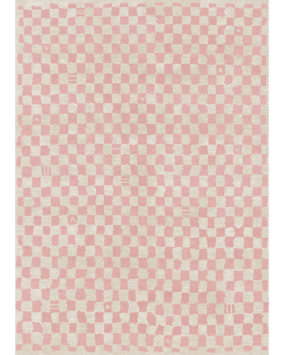 Metro Checkered Malibu Pink & White Rug