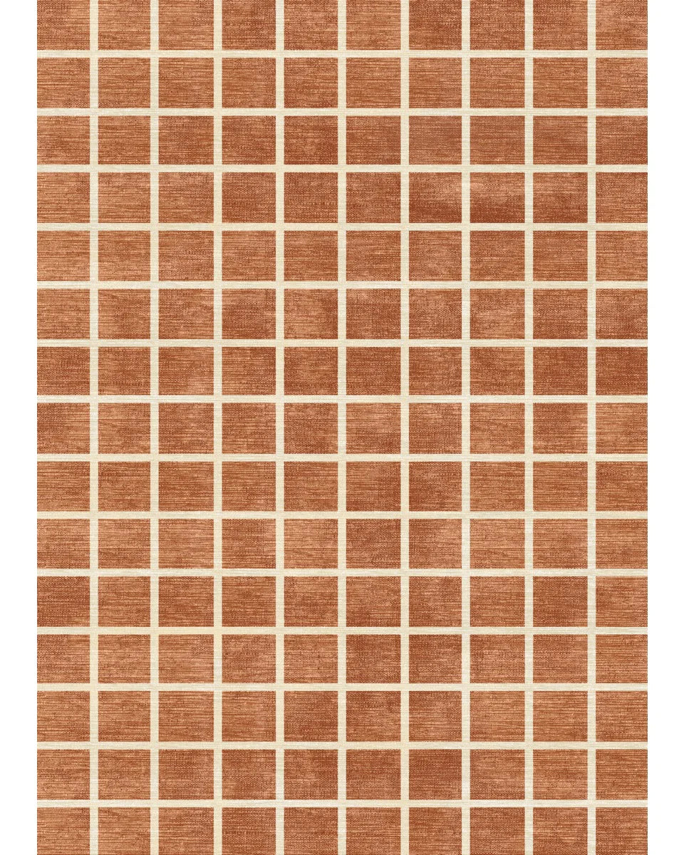 Caper Orange Natural Checkered Rug