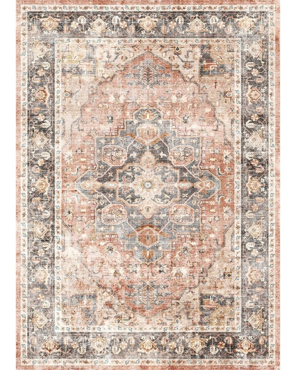 Riverra Terracotta Black Rug